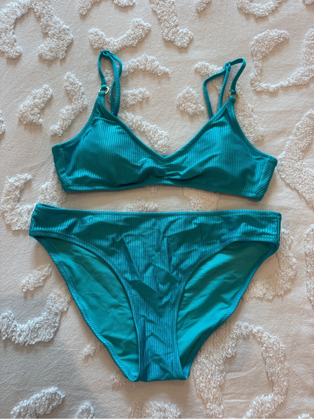 aerie Teal Ribbed Bikini Set